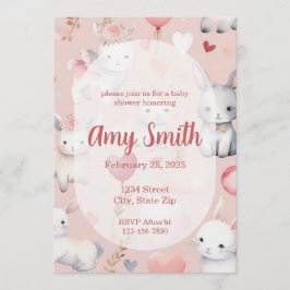 Convites Bunny & Lamb Baby Shower Invitation – Watercolor