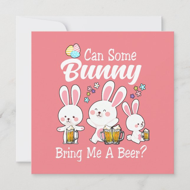Convites Bunny Me Traga Um Felz pascoa De Cerveja (Frente)