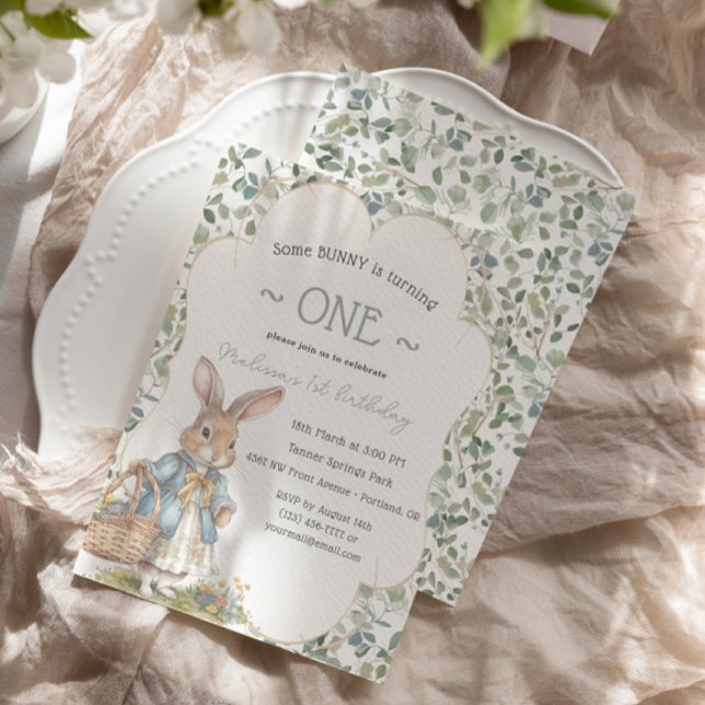 Convites Bunny No Caminho Da Greneery Girl Primeiro Anivers (Criador carregado)