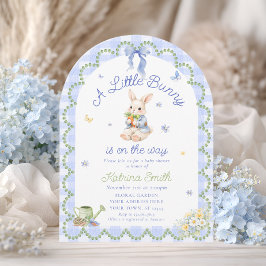 Convites Bunny Pretty Rabbit Gingham Baby Shower Invitation