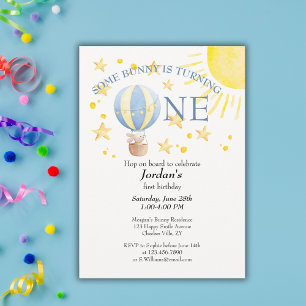 Convites Bunny Virando Um Ao Redor Do primeiro aniversario