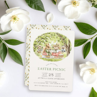 Convites Bunny Woodland Animals Easter Picnic