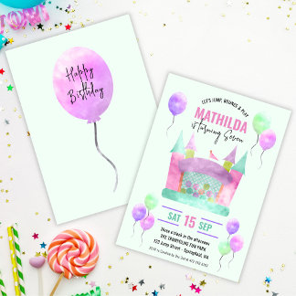 Convites Bunt House Jump Trampoline Girl Birday Digital