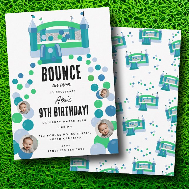 Convites Bunt House Jumping Castle Boys Foto de Aniversário (Bounce House Jumping Castle Boys Photo Birthday Invitation)