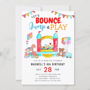 Convites Bunt Jump Tocar Crianças Trampoline Park Aniversár