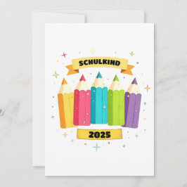 Convites Bunte Stifte mit Sternchen - Schulkind 2025 |