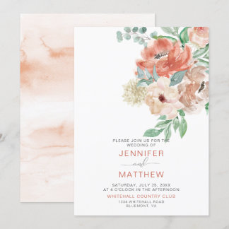 Convites Buquê Apricot Floral Blooming |