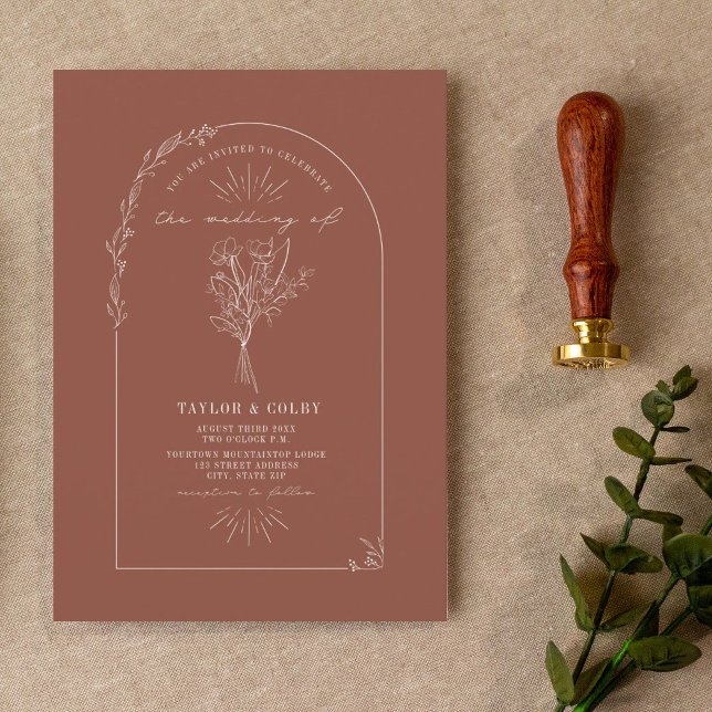 Convites Buquê Arch Linha Terracotta Wedding Invitati (Criador carregado)