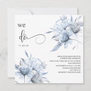 Convites *~* Buquê Azul Floral Dusty AR AR15 QR RSVP WEDDI