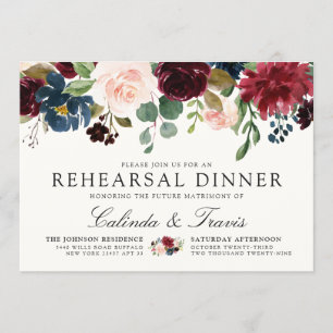Convites Buquê Borgonha   Janto de ensaio de casamento