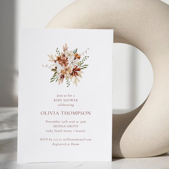 Convites Buquê Botânico Moderno Burgundy (Criador carregado)