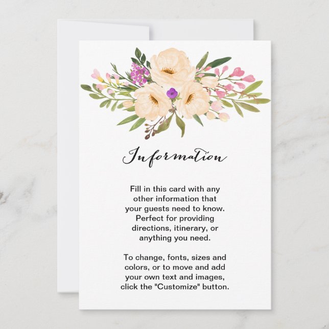 Convites Buquê de Anêmonas Marfim em Aquarela (Frente)