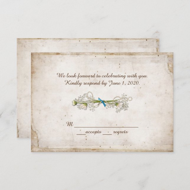 Convites Buquê de casamento da RSVP com pérolas (Frente/Verso)