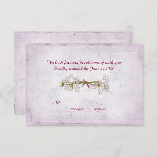 Convites Buquê de casamento da RSVP com pérolas (Frente/Verso)