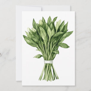 Convites Buquê de Casamento de Cores de Água de Verde Fresc