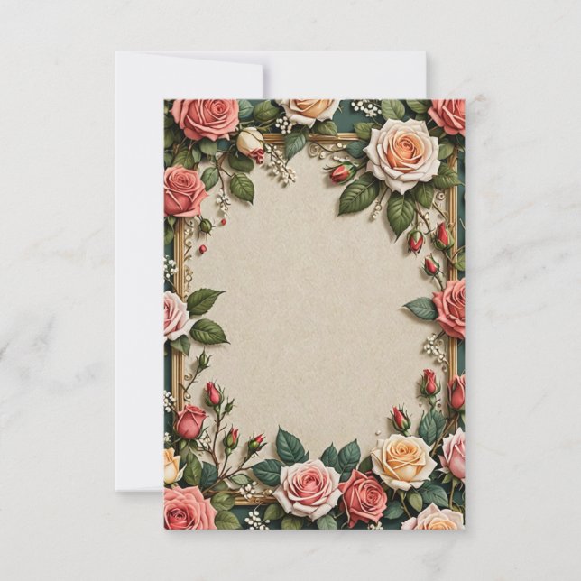 Convites Buquê de Casamento de Flores Rosa (Frente)