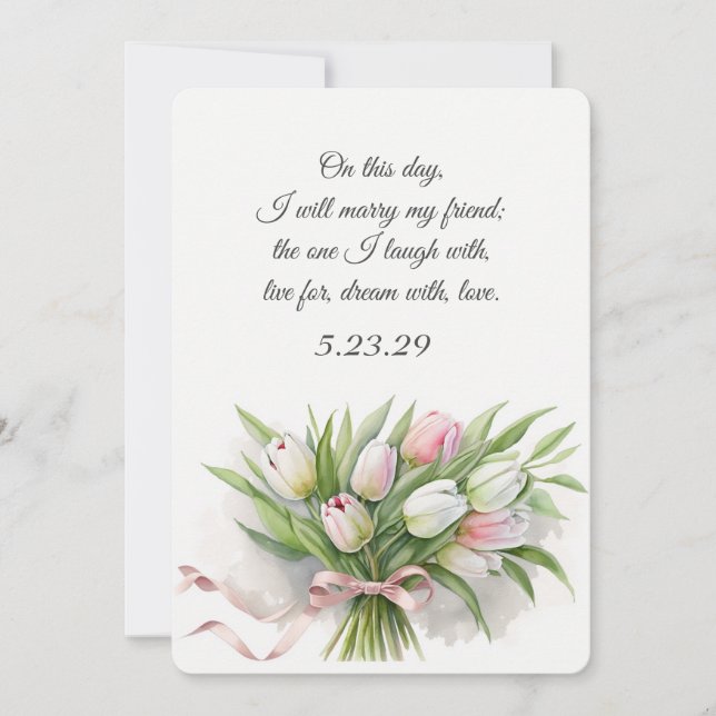 Convites Buquê de Casamento de Tulip com Fita (Frente)