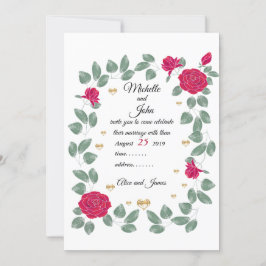 Convites buquê de casamento rosa vermelha, Chá de panela
