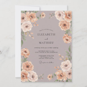 Convites Buquê de Eucalipto Bege Muted Casamento
