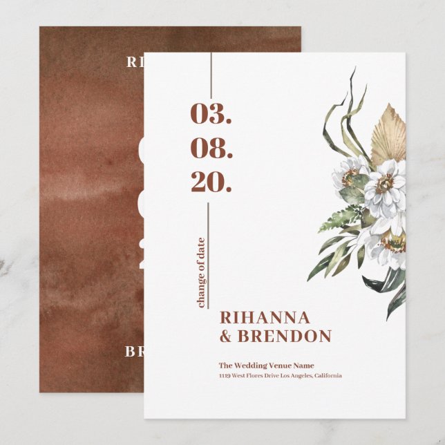 Convites Buquê de flor de savana (Frente/Verso)