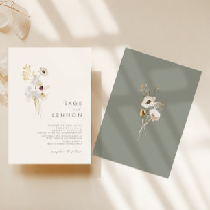 Convites Buquê de flor selvagem   Casamento de marfim