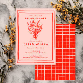 Convites Buquê de flor selvagem Chá de panela cáustico