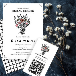 Convites Buquê de flor selvagem Chá de panela cáustico