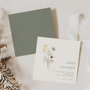 Convites Buquê de flor selvagem   Praça de Marfim