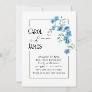 Convites Buquê de Flores Azuis Casamento Renovação de Votos