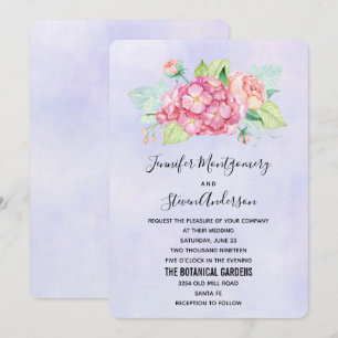 Convites Buquê de Flores de Aquarela Rosa Elegante Casament