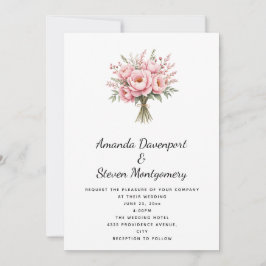 Convites Buquê de Flores de Peônia Rosa Bonita Casamento