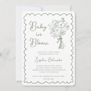 Convites Buquê de Flores Desenhadas à Mão Caprichosas Bebê