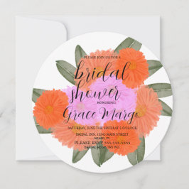Convites Buquê de Flores em Aquarela Rosa Ousado para Chá d