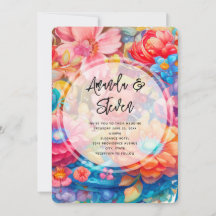 Buquê de Flores em Rosa, Laranja e Azul Boho Casam