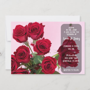 Convites Buquê de Flores Românticas Rosas Vermelhas e Rosad