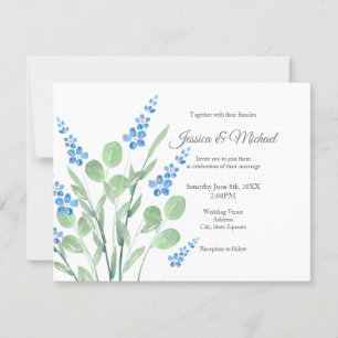 Convites Buquê de Flores Selvagens de Cor Azul