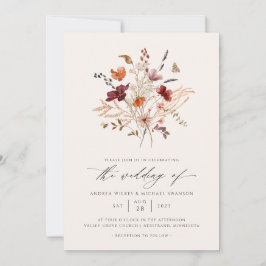 Convites Buquê de Flores Silvestres de Outono Casamento Vin