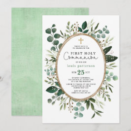 Convites Buquê de Folhagem Eucalipto Santa Comunhão