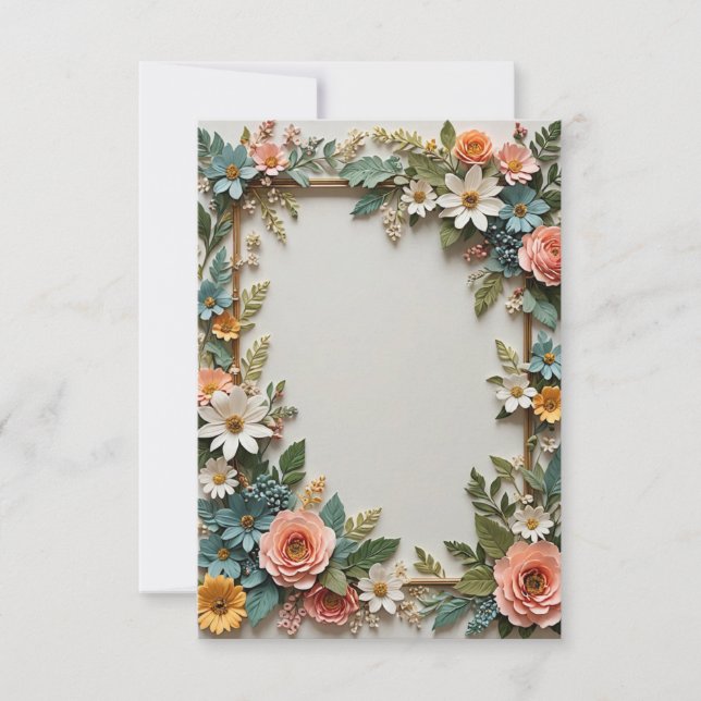 Convites Buquê de fundo azul claro do casamento das flores (Frente)