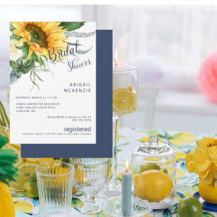 Convites Buquê de Girassóis Casamento Navy