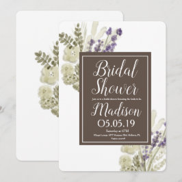 Convites Buquê De Lavanda Em Aquarela Botânica Chá De Noiva