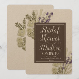 Convites Buquê de Lavanda em Aquarela para Chá de Noiva Rús
