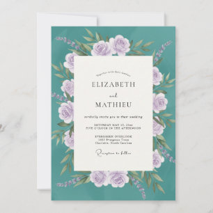 Convites Buquê de Lilás Teal Eucalipto Casamento