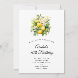 Convites Buquê de Limão com Aniversário de Flores Brancas