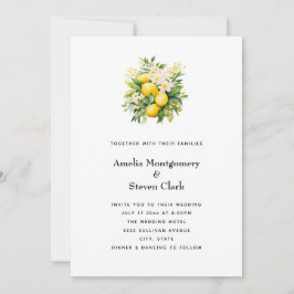 Convites Buquê de limão com casamento de flores brancas