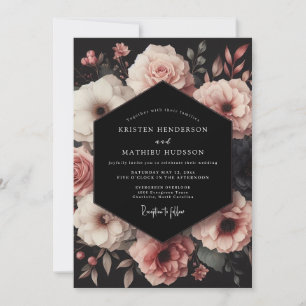 Convites Buquê de Noivado Blush Onyx Casamento
