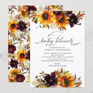 Convites Buquê de outono Sunflower Baby Brunch