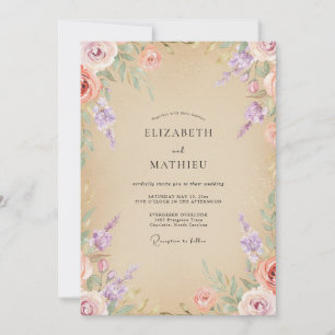 Convites Buquê de Pêssego Champagne Eucalipto Casamento
