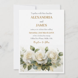 Convites Buquê de rosas brancas de casamento
