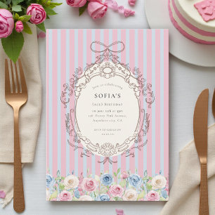 Convites Buquê de Rosas Pastel coquete de Aniversário